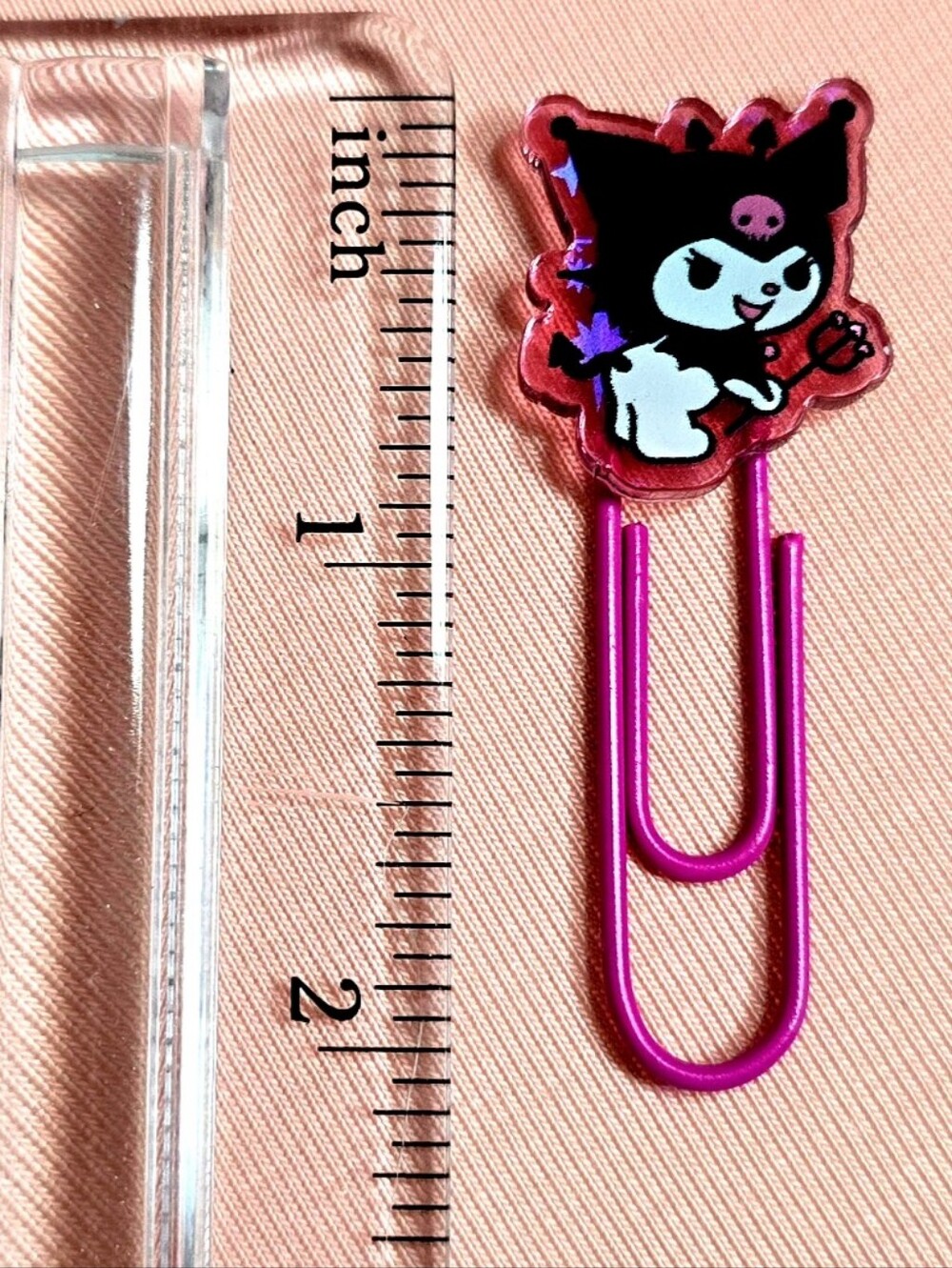 Kuromi Decorated Pink Paper Clips Metal Clip Set Of 6 - Picture 3 of 9